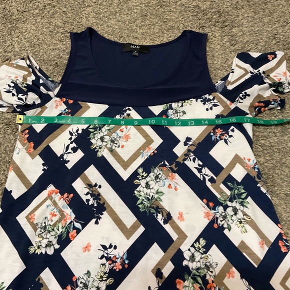 NAIF Navy and White Floral & Diamond Dress Small - Picture 5 of 6